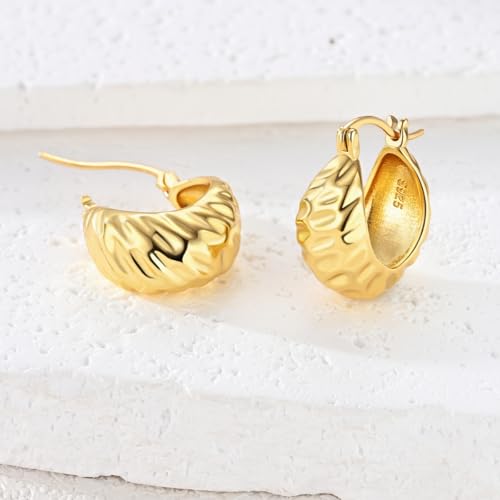 LAZA 925 Sterling Silver Earrings for Women Huggies Hoop Gold Earrings - color: Gold Droplet Earrings