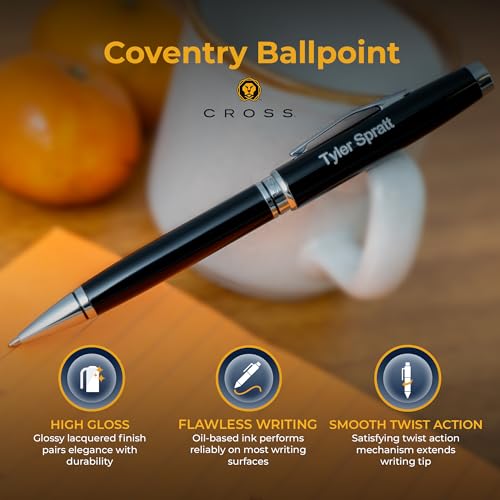 Cross Coventry Personalized Ballpoint Pen in Black Lacquer with Chrome Trim - color: Black