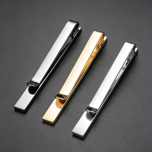 3Pcs Skinny Tie Clip Set Fancy Tie Clips For Men Unique - color: Brushed 3 Colors Set