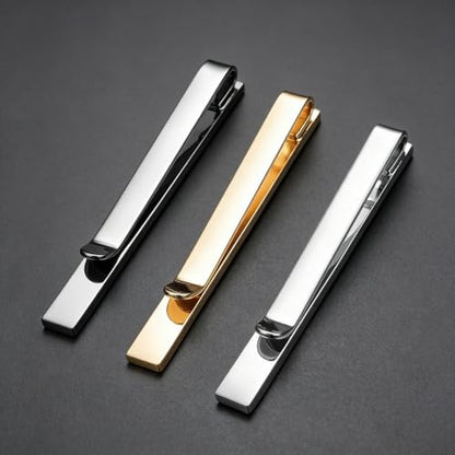 3Pcs Skinny Tie Clip Set Fancy Tie Clips For Men Unique - color: Brushed 3 Colors Set