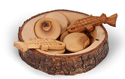 THE JERUSALEM GIFT SHOP SINCE 2004 Handcrafted Olive Wood Loaves and Fish Display - Biblical Miracle Replica from Bethlehem - Religious Home Decor & Souvenir
