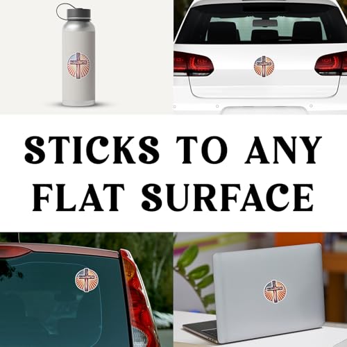 American Flag Cross Vinyl Sticker 5 Inch Waterproof Christian Jesus Faith Decal Patriotic Religious Graphic for Car Laptop Water Bottle Window Bumper Auto Accessory - color: 01