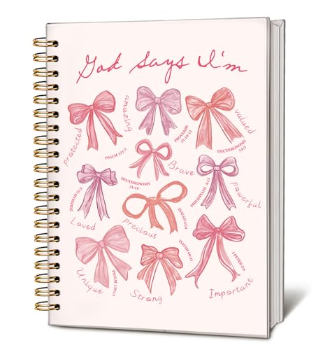Coquette Pink Bow God Says I am Christian Notebook Journal for Women - color: God Says I'm