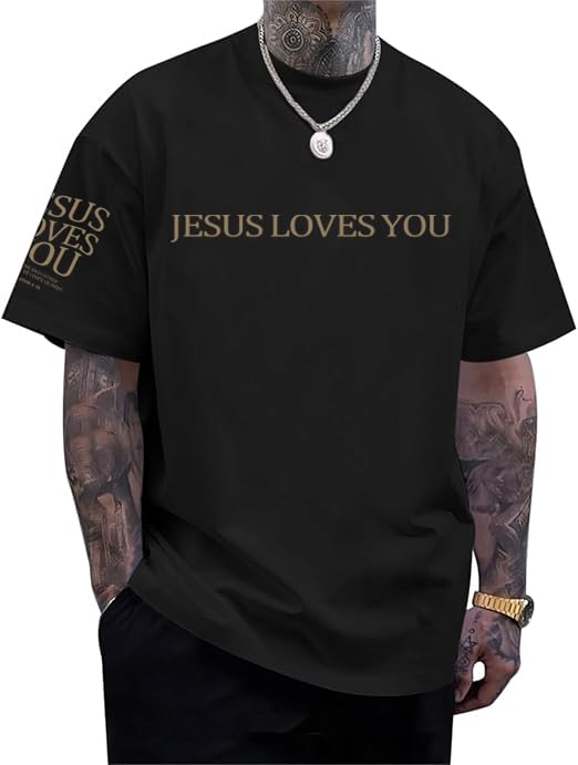 Eatbook Christian Shirts for Men Faith Over Fear Religious Tshirt - color: Black-jesus, size: Small