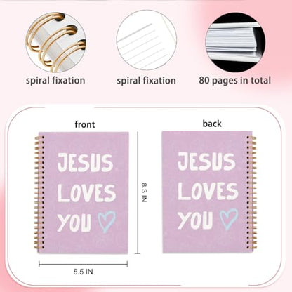 Purple Bible Study Notebook, Bible Note Taking Supplies Notebook Journal, Cute notebook, Bible Study Notebook Supplies Gifts Notebook for Teen Girls Student Teacher Women 5.5x8.3 inch - color: Jesus loves you purple