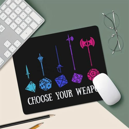 Choose Your Weapon Dungeon RPG Dice Non-Slip Rubber Mouse Pad Mousepad, 9.5 X 7.9 Inch (240mmX200mmX3mm) - color: Choose Your Weapon