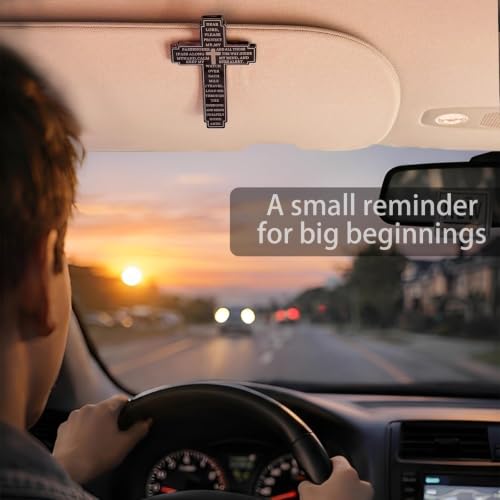 Christian Visor Clip Cross for Car, Drive Safe Religious Accessories, Black - color: Black