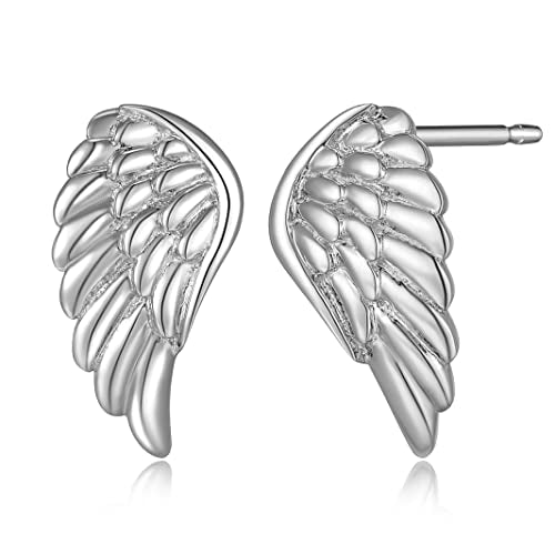 MORGAN & PAIGE Silver Rhodium 14k Rose 18k Yellow Gold Plated Angel Studs - color: Oxidized Silver