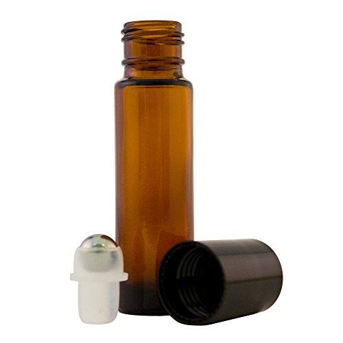 GreenHealth 6 Pack – Empty Roll-On Glass Bottles [Stainless Steel Roller] – 10ml Refillable Amber Color Roll On Vials for Essential Oils, Perfume, Fragrance, Aromatherapy