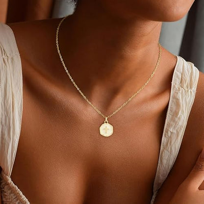 18K Gold Plated Cross Necklace for Women Trendy - color: 3-Enamel Cross