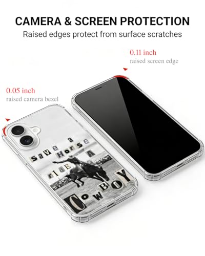 Cowboy Black White Phone Case Compatible with iPhone 17, Wild West Horse Phone Cover for iPhone 17 - color: Cowboy Horse