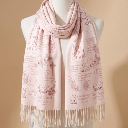The Virgin Mary Bible Verse Shawls for Women, Catholic Christian Blanket Scarf Gifts or Mom Teacher Christmas - color: Pink Bible