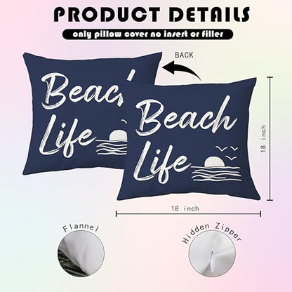 Beach Life Throw Pillow Cover 18x18 inch - color: Beach04