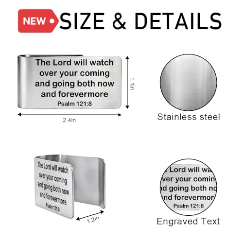 The Lord Will Watch Over Your Coming and Going Visor Clip for Cars, Bible Verse Engraved Car Visor Clip, Christian Gifts for Drivers Family Friends, New Driver Gifts, Car Accessories (Large) - color: Silver j