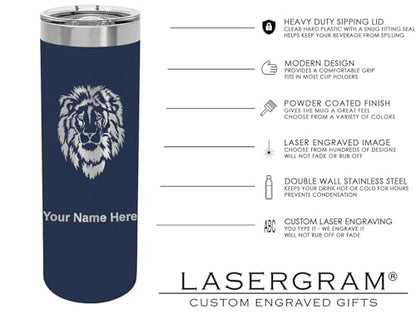 LaserGram Personalized 22oz Skinny Tumbler, Christian Cross (Navy Blue) - color: Navy Blue