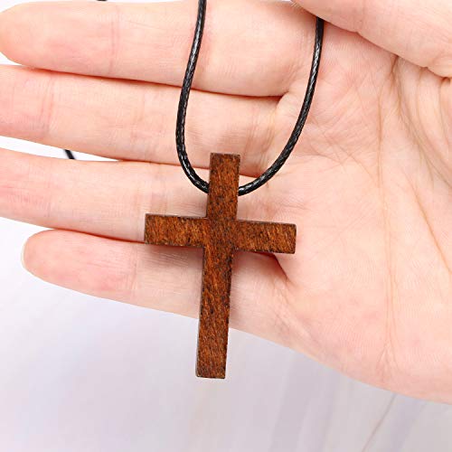 Penta Angel Natural Wood Cross Bulk 50Pcs Mini Wooden Cross Pendants Beads Charms Jewelry Findings for Bracelet Necklace Earring Jewelry Making and Craft DIY