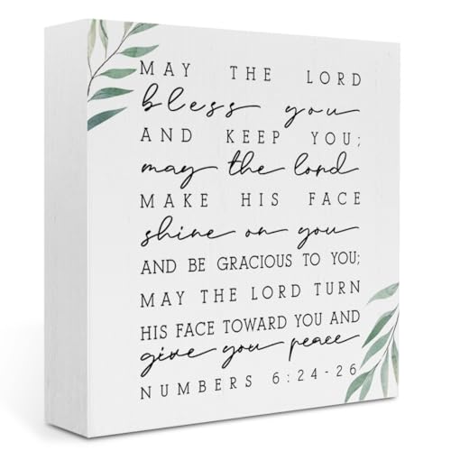 Christian Home Decor,Jesus Decor,Religious Gifts, May The Lord Bless You And Keep You Sign,Inspirational Gifts for Women Men Bible Verse Wooden Box Sign for Home Office Prayer Room - color: May The Lord Bless You And Keep You