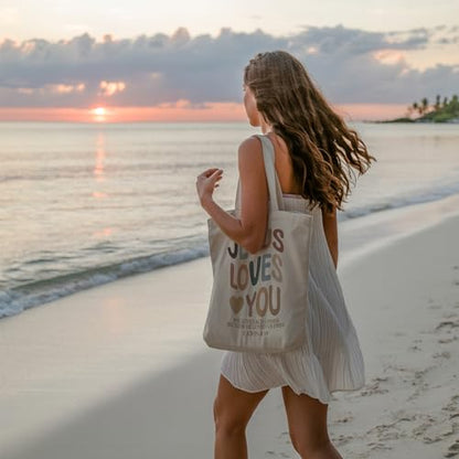 Christian Tote Bag for Women, Church Bible Canvas Bag with Inner Pocket for Churchgoers - color: Orange