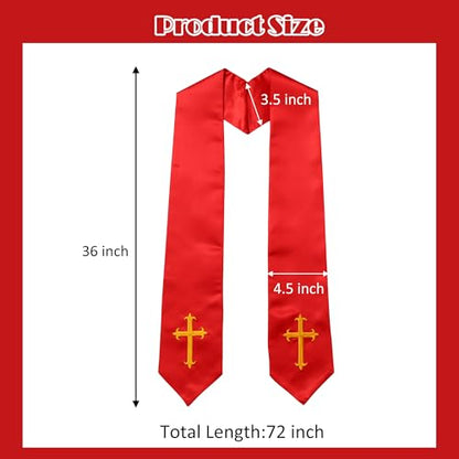 Clergy Stole & Choir Stole with Embroidered 60/72" - color: Red, size: 72 inch