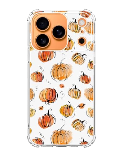Watercolor Halloween Pumpkins Phone Case Compatible with iPhone 17 Pro, Orange Autumn Thanksgiving Phone Cover for iPhone 17 Pro - color: Watercolor Pumpkins