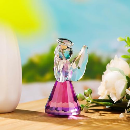 YWHL Purple Crystal Angel Figurine, Glass Guardian Angel Gifts for Women - color: Purple