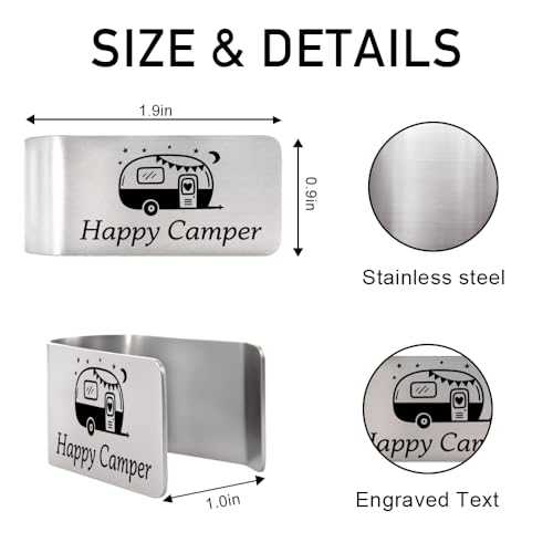 Happy Camper Visor Clip for Cars Great Gifts for Travel Enthusiasts - color: silver 8