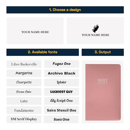 Personalized NIV Small Print Bible for Women, Name Engraved, Standard Size - color: Pink, style: New International Version