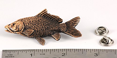 Carp Pin, Fish, Lapel, Fisherman, Fishing, Hat, Pins, Brooch, Brooches, Jewelry, Gift, Handmade in the USA, 200 Fish Designs Available. F077Z - color: Copper Plated