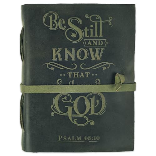 LEATHER VILLAGE Vintage Leather Journal with Psalm 46:10 Bible Verse–8''x6'' Embossed Prayer Study Journal for Women & Men – 200 Pages Handmade Cotton Deckle Edge Watercolor Paper - Aqua - color: Marine, size: 8 inches X 6 inches