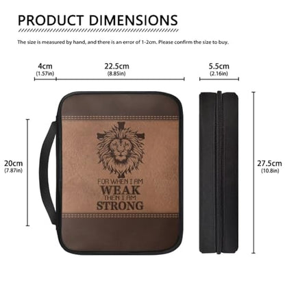 Cross with Lion Print Bible Cover for Women Men,Canvas Bible Book Carrying Cases Church Bag with Handle - color: Cross With Lion