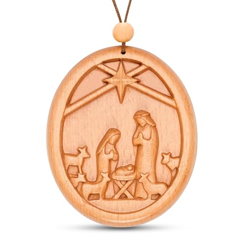 3D Natural Wood Nativity Ornaments, Christian Christmas Ornaments 2026, Nativity Scene Christmas Decorations, Baby Jesus Ornament for Tree, Christian & Catholic Religious Gifts for Women - color: Nativitywood