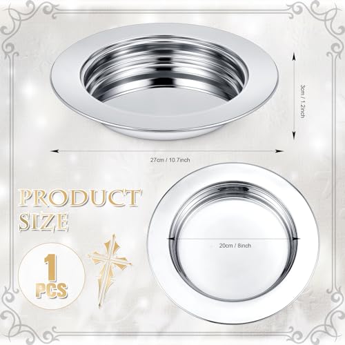 Zhehao 1 Pcs Communion Plates for Church Communion Bread Tray Plate Church Supplies Set Polished Stainless Steel Tray (Silver) - color: Silver