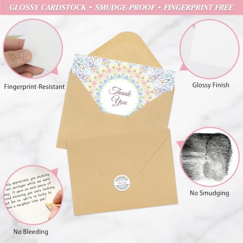 ARTLYMERS Thank You Cards with Envelopes & Sticker, Glossy 3.5"x5", 52 Pack