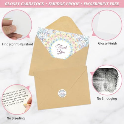 ARTLYMERS Thank You Cards with Envelopes & Sticker, Glossy 3.5"x5", 52 Pack