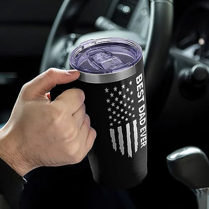 SANDJEST Dad Cup Tumbler with Handle 20oz Dad Nutrition Facts Stainless Steel Travel Coffee Mug Best Dads Gift for Fathers Birthday Christmas Valentines Gift for Men Father Daddy from Daughter Son - color: Dad 3