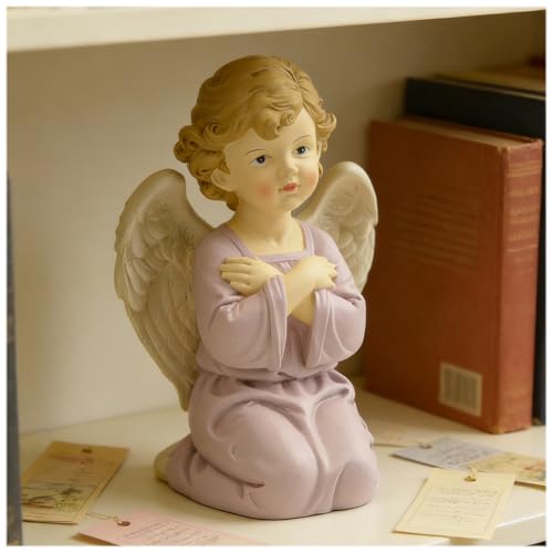 Short Hair Kneeling Angel Figurine, 5.3 Inch Resin Praying Angel Decor - style: 5.3'' Cross hands angel kneeling