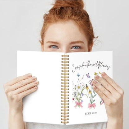 Consider the Wildflowers Hardcover 160 Pages Lined Spiral Notebooks, Flowers Journal, Christian Bible Journal Notebooks, Team Diary, Employee Appreciation Gifts For Coworker Mentor Teacher ? - color: Multi & Pink