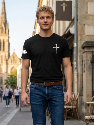 Christian Shirts for Men Jesus Faith Cross Tshirt Bible Verse Tee Tops - color: Black-c, size: Medium