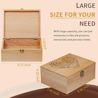 EXISTING Wooden Memory Keepsake Box, Large Keepsake Boxes with Lids - color: Khaki