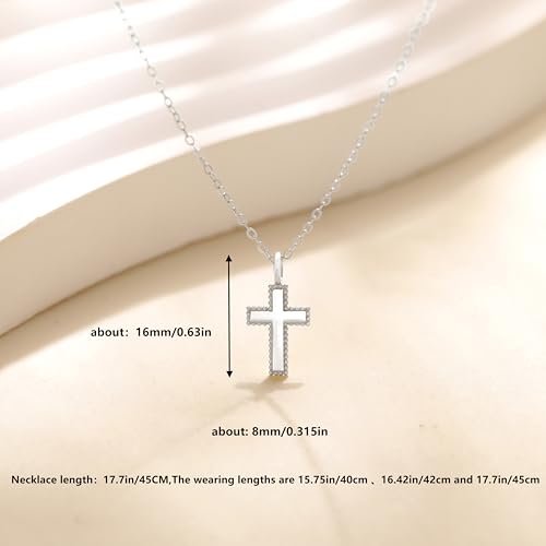 925 Sterling Silver Dainty Cross Necklace for Women Non Tarnish Waterproof - color: Silver-1