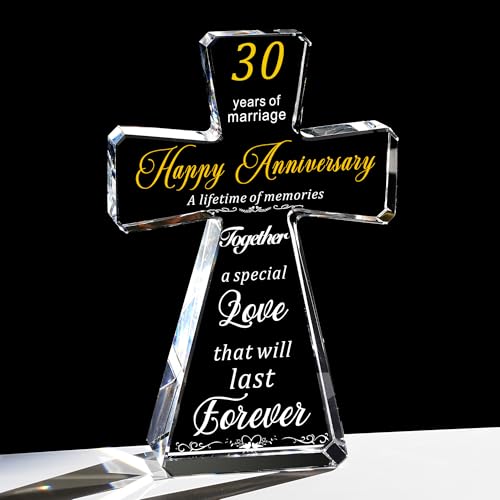 JOASURA 30th Wedding Anniversary Crystal Cross Gifts for Couple - style: 30th