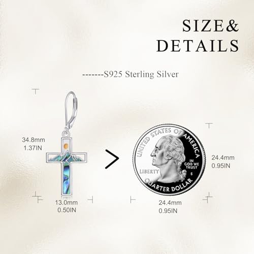 AOBOCO Mustard Seed Earrings for Women Sterling Silver Mountain Cross Earrings Dangle Christian Religion Jewelry Mothers Day Birthday for Mom Wife Friends - style: Mustard Seed Cross