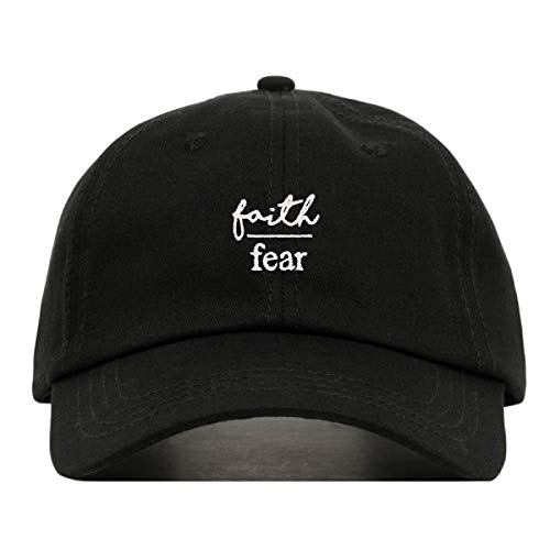Faith is Greater Than Fear Baseball Hat, Embroidered Dad Cap, Unstructured Adjustable Strap Back (Multiple Colors) - color: Black