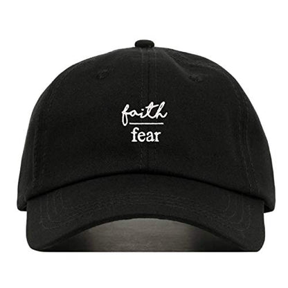 Faith is Greater Than Fear Baseball Hat, Embroidered Dad Cap, Unstructured Adjustable Strap Back (Multiple Colors) - color: Black