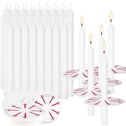 200 Pack 4 Inch White Church Taper Candles with Drip Protectors - color: white-4"200pcs
