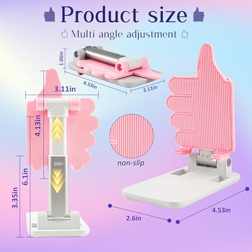 Father's Day Foldable Cell Phone Stand Non-Slip,Thumbs Up Adjustable Phone Holder with Silicone，Portable Phone Stand for Desktop Compatible with All Mobile Phones (Pink) - color: pink 1p