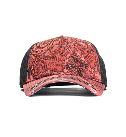 Affliction Men's Baseball Cap, Gothic Style, Embroidered Pattern - color: Black (Forgotten)