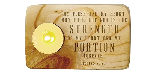 Christ Gift Spiritual Bible Verse Wood Tea Light Candle Holder with Bible Verse Christian Gift Home Decor (Psalms 73:26) - color: Psalms 73:26
