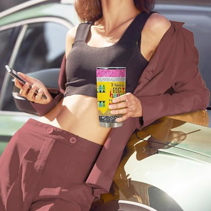 20oz Big Heart Shape Teacher Insulated Stainless Steel Tumbler with Lid - color: It Takes Big Heart to Shape Llittle Minds