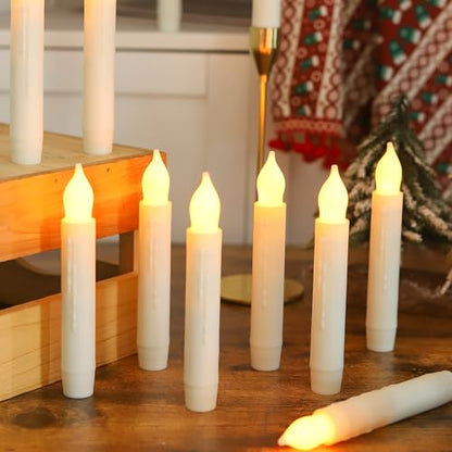 MUMCHASI 24 Packs Flameless Taper Candles Battery Operated Candlestickes Electric LED Candles Flickering Christmas Candlesticks Warm Yellow Light Party Home Decor H: 6 inches No Remote - size: 24pcs_No Remote